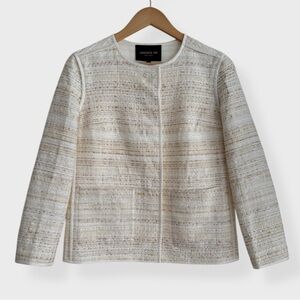 NWT - Lafayette 148 New York – Textured Metallic Tweed Jacket – Ivory / Gold